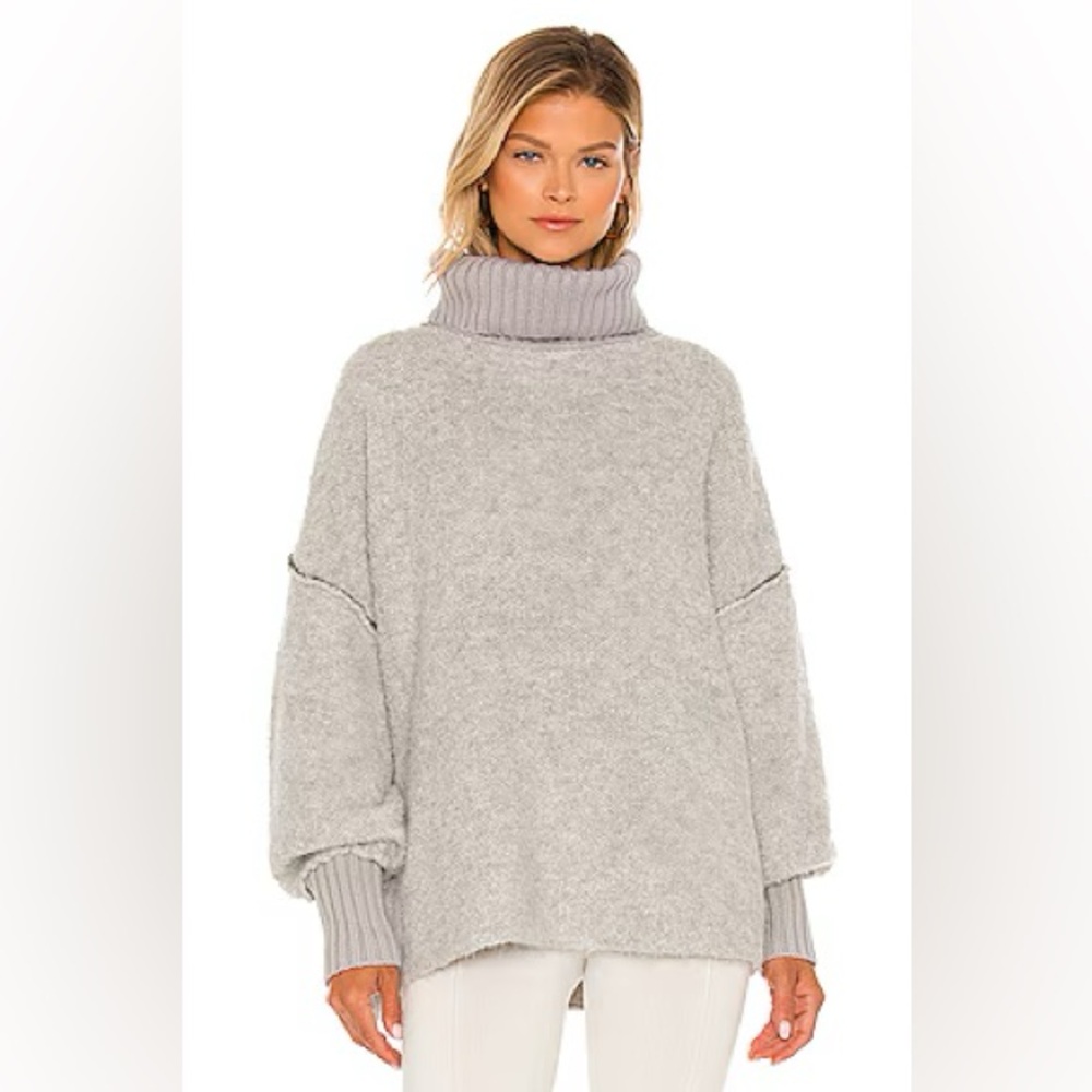 Free People Milo Turtleneck Sweater Gray XS Oversized Knit